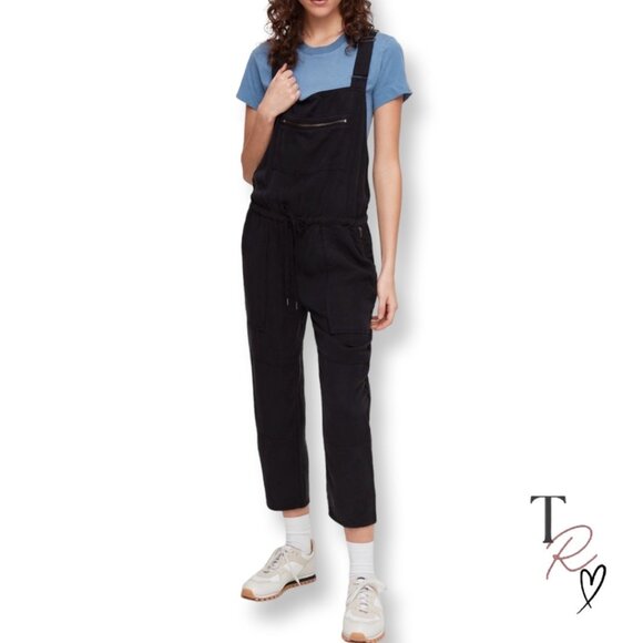 Aritzia Wilfred Free Valletta Cropped Casual Utility Overalls in Black (XS) - Picture 1 of 16